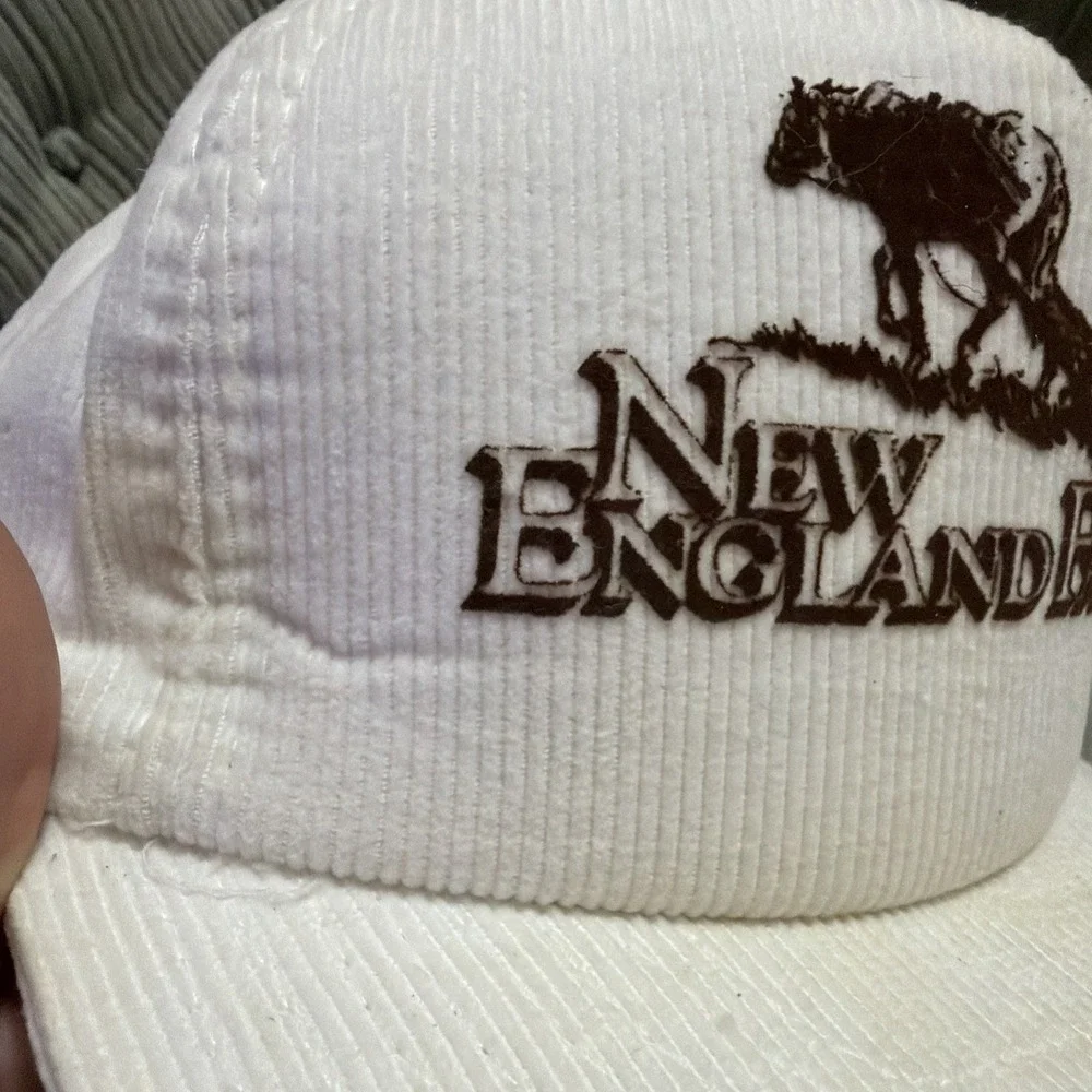 Vintage White Corduroy Hat New England Farmers New Never Worn Horse Plowing